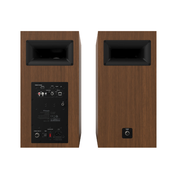 Picture of The Nines 8'' Powered Book Shelf Speakers Walnut Bundle with FREE WIIM-MINI