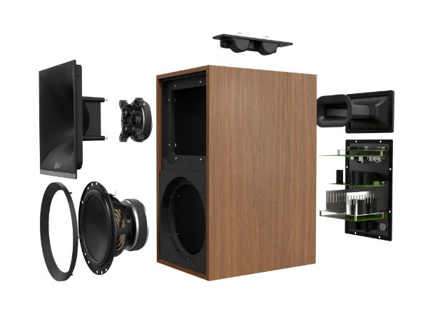 Picture of The Sevens 6.5'' Powered Books Shelf Speakers Walnut Bundle with FREE WIIM-MINI