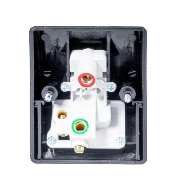 Picture of Weatherproof Single IP53 Black Outlet. Grey Heavy Duty Industrial Grade Virgin Plasti