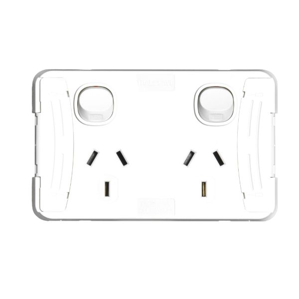 Picture of Sleek Double 10A Horizont Power Point. Removable Cover. Moulded in Flame Resistant