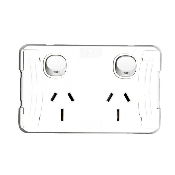 Picture of Sleek Double 15A Horizont Power Point. Removable Cover. Moulded in Flame Resistant