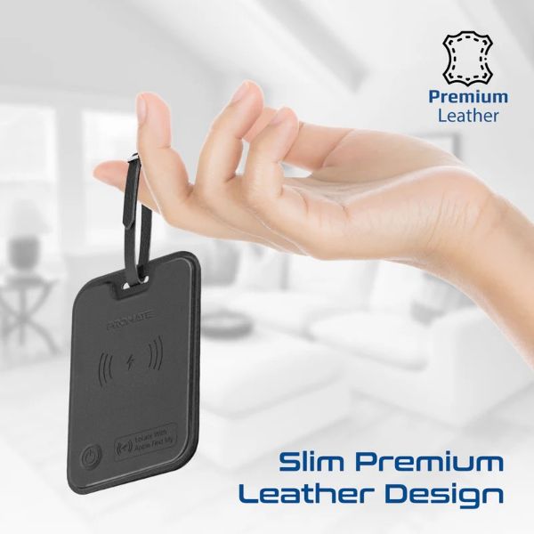 Picture of Anti-Loss Slim Leather Luggage Tag with Smart Trackin Wireless Rechargeable Battery