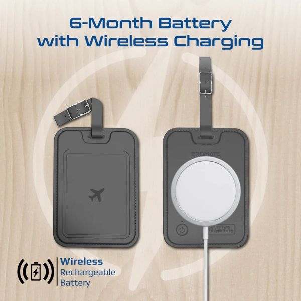 Picture of Anti-Loss Slim Leather Luggage Tag with Smart Trackin Wireless Rechargeable Battery