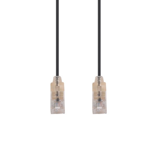 Picture of 0.15m Cat6A 10G Black UTP Patch Lead 30AWG 8023af Unshielded Plug.
