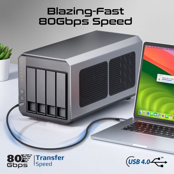 Picture of 1.2M High-Speed 80Gbps USB4 Cable with 240W PD, 8K@60Hz, Supports Thunderbolt 5