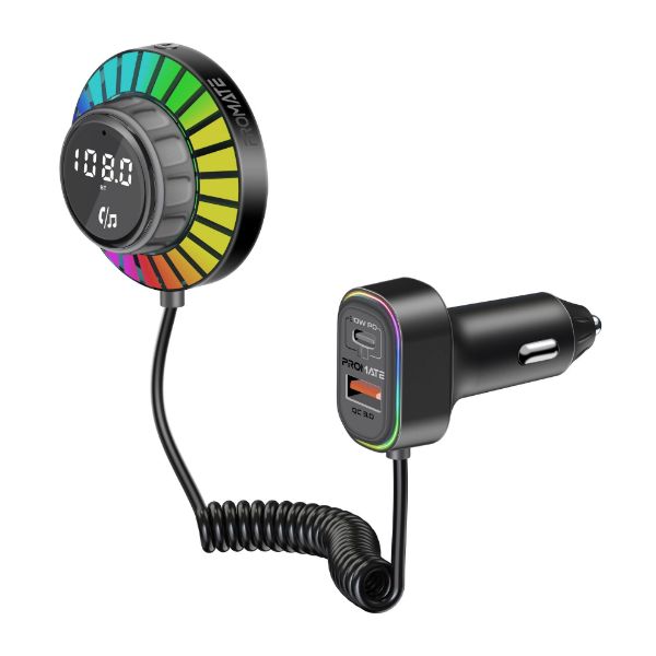 Picture of RGB FM Transmitter w/ Handsfree & 30W PD & QC3.0 Includes 1.5m Extenstion Cord