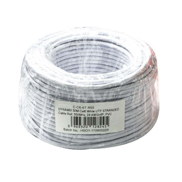 Picture of 50m Cat6 Beige UTP Stranded Cable Roll 250MHz 24AWGx4P PVC Jacket