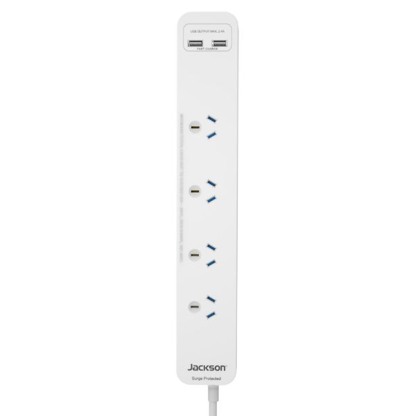Picture of 4 Way Surge Protected Powerboard 2x USB-A Fast Charge Ports