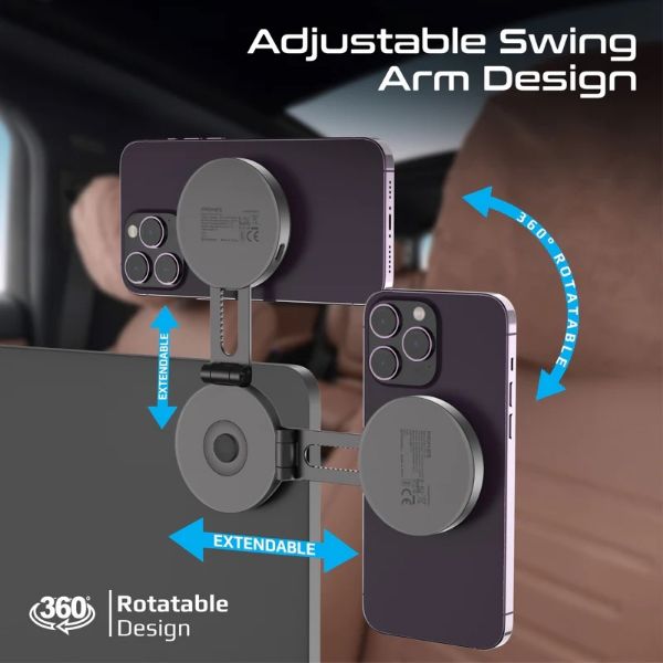 Picture of 15W Qi2 Extending Magnetic Wireless Charging Mount. 360 Rotatable Extend & Fold