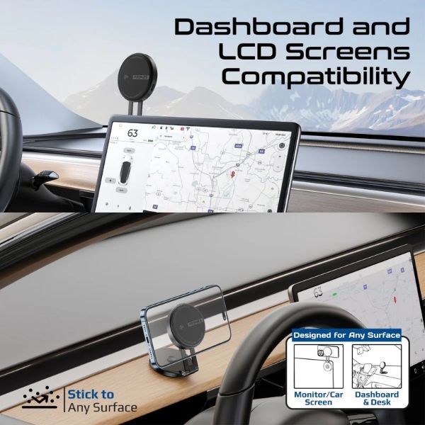 Picture of 15W Qi2 Extending Magnetic Wireless Charging Mount. 360 Rotatable Extend & Fold