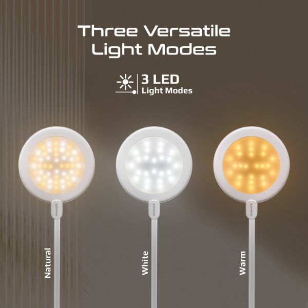 Picture of Flexible GooseneckLED Desk Lamp w RingLight Vanity Mirror & Touch Controls 3-LED Modes