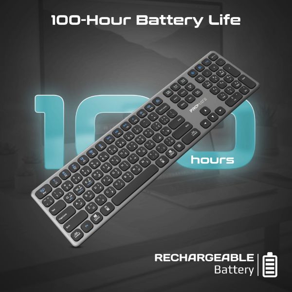 Picture of Full-Size Triple-Mode Wireless Keyboard with Scissor Keys & Silent Keys, Angled Kickstand