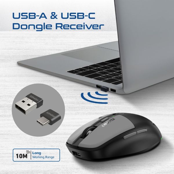 Picture of PROMATE Dual-Mode Wireless Mouse with Rechargeable Battery. 2.4G & BT Connect