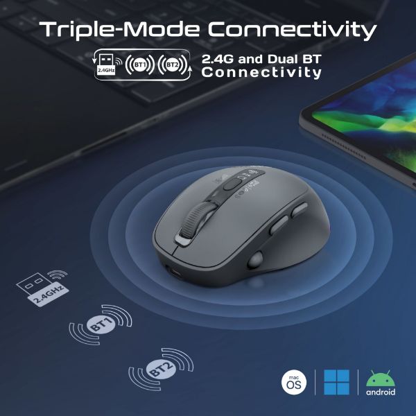 Picture of PROMATE Silent-Click Wireless Mouse with Rechargeable Battery. 2.4G & BT Connect