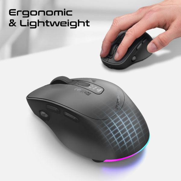 Picture of PROMATE Silent-Click Wireless Mouse with Rechargeable Battery. 2.4G & BT Connect