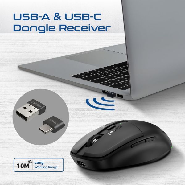 Picture of PROMATE Dual-Mode Wireless Mouse with Rechargeable Battery. 2.4G & BT Connect