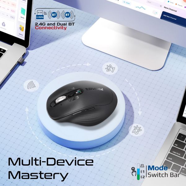 Picture of PROMATE Tri-Connect Wireless Mouse with Rechargeable Battery. 2.4G & BT Connect