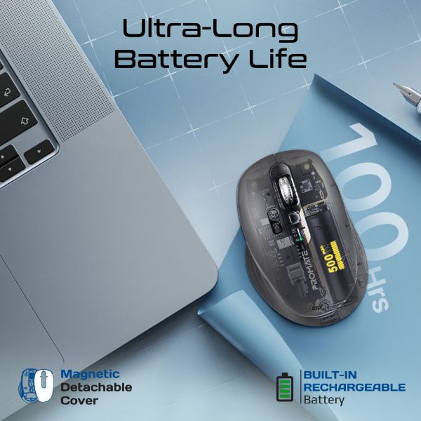 Picture of PROMATE Tri-Connect Wireless Mouse with Rechargeable Battery. 2.4G & BT Connect