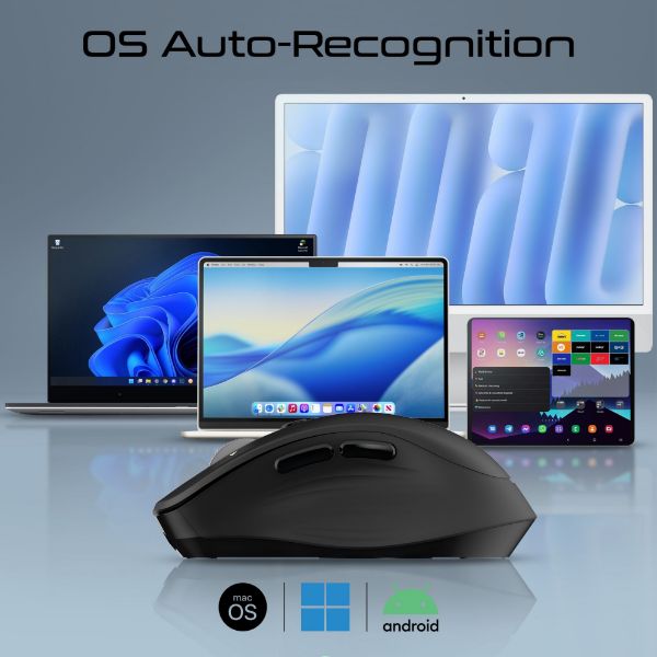 Picture of PROMATE Tri-Connect Wireless Mouse with Rechargeable Battery. 2.4G & BT Connect