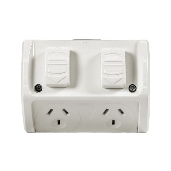 Picture of Weatherproof Double IP53 Outlet. Grey Heavy Duty 10A Single Connection