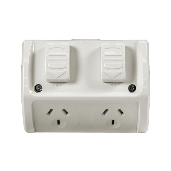 Picture of Weatherproof Double IP53 Outlet. Grey Heavy Duty 10A Single Connection