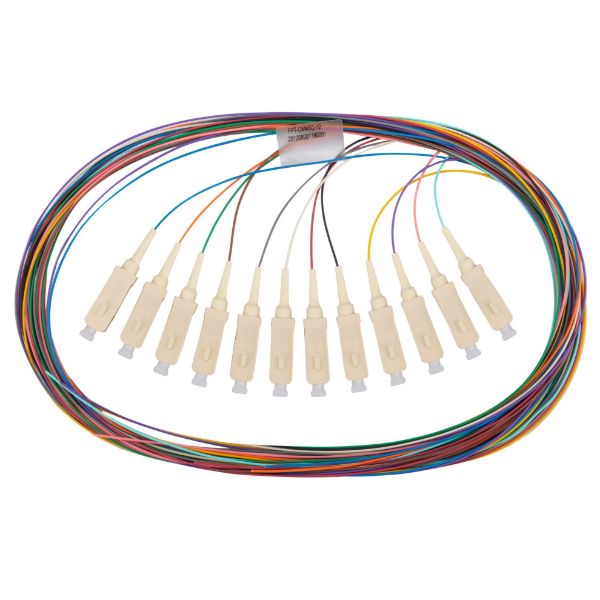 Picture of 2M SC Pigtail OM4 12x Pack Coloured Coded 900um Multimode Fibre Tight Buffer LSZH Jacket