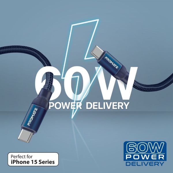 Picture of 1.2m USB-C to USB-C Cable Self Organising Auto Untangle Supports 60W Power Delivery