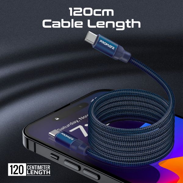 Picture of 1.2m USB-C to USB-C Cable Self Organising Auto Untangle Supports 60W Power Delivery