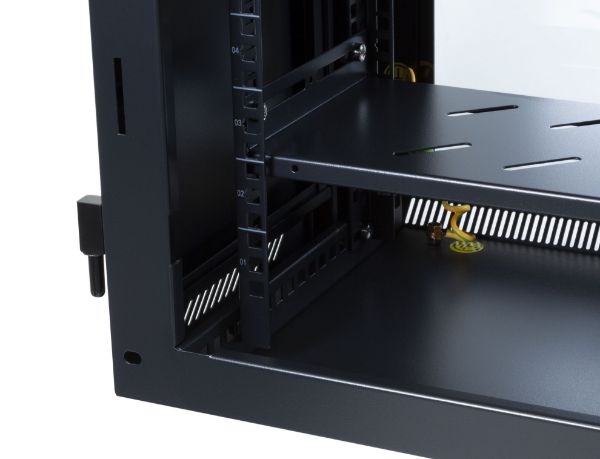 Picture of 9RU Univer Swing Wall Mount Cabinet. Removable Back supplied with Left & Right Hin