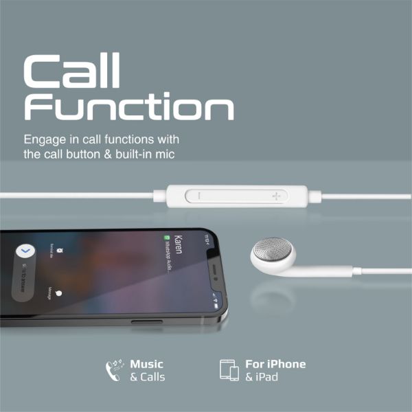 Picture of Apple MFI Certified HiFi Wired Mono Earbud w/ Call Button and Microphone White