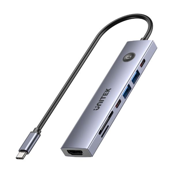 Picture of uHUB S7 Pro 7-in-1 5Gbps USB-C Hub with Screen On/Off button 4K@60Hz, PD 100W, and SD/micro