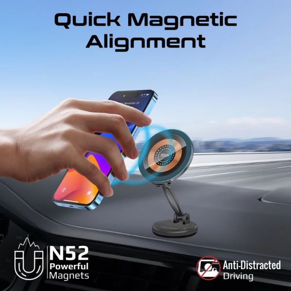 Picture of SecureGrip 360 Cradleless 15W Qi Magnetic Wireless in-Ca Phone Charger & Holder. Design