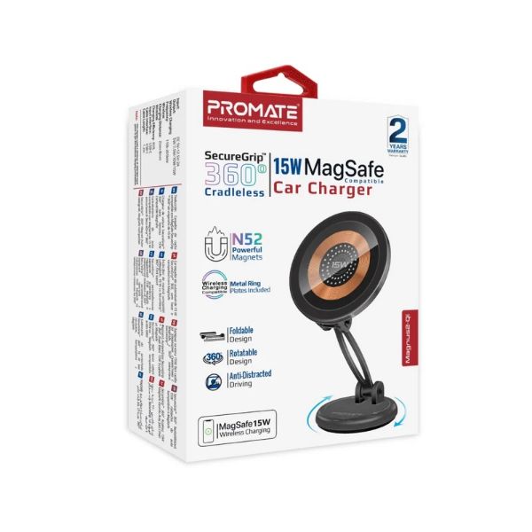 Picture of SecureGrip 360 Cradleless 15W Qi Magnetic Wireless in-Ca Phone Charger & Holder. Design