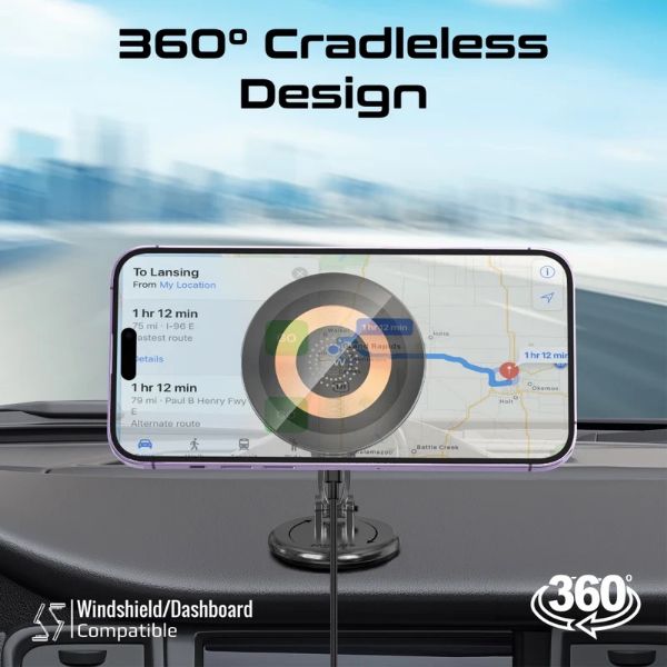 Picture of SecureGrip 360 Cradleless 15W Qi Magnetic Wireless in-Ca Phone Charger & Holder. Design