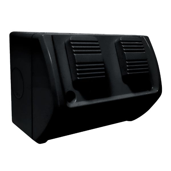 Picture of Weatherproof Double IP53 Black Outlet. Grey Heavy Duty Industrial Grade Virgin Plasti
