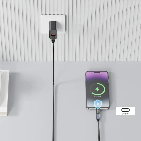 Picture of DataShield USB-C Data Blocker Adapter. Secure Personal Data with safe & stable fast PD240W