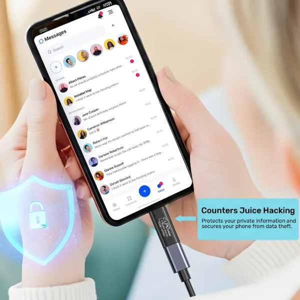 Picture of DataShield USB-C Data Blocker Adapter. Secure Personal Data with safe & stable fast PD240W