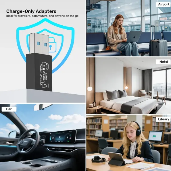 Picture of DataShield USB-A Data Blocker Adapter. Secure Personal Data with safe & stable fast PD240W