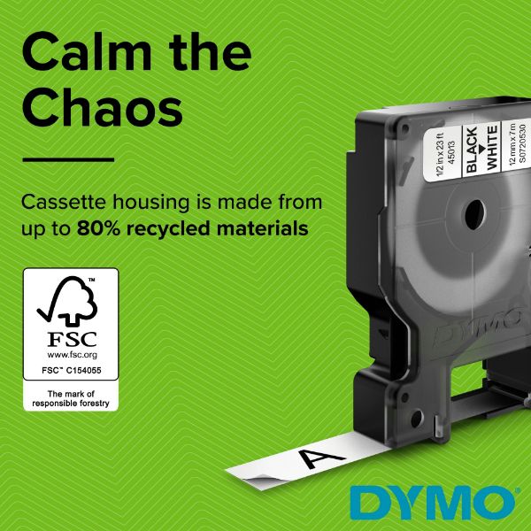 Picture of Genuine Rhino Industrial 1/2" Labels-Heat Shrink Tube 12mm Black on Yellow.