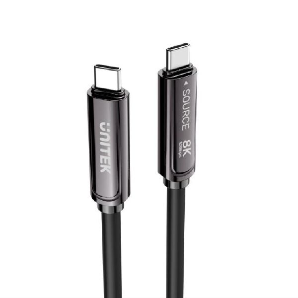 Picture of 10M 8K Fiber Optic Full Featured USB-C Cable. High Speed 10Gbps Transfer, 60W PD