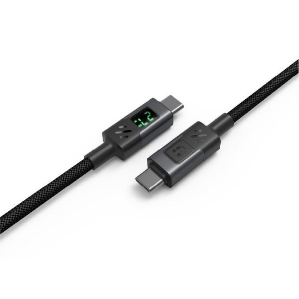 Picture of 2m 60W PD USB-C to USB-C Nylon Braid Cable withLED Disp Supports Mobile/Laptop Chargin