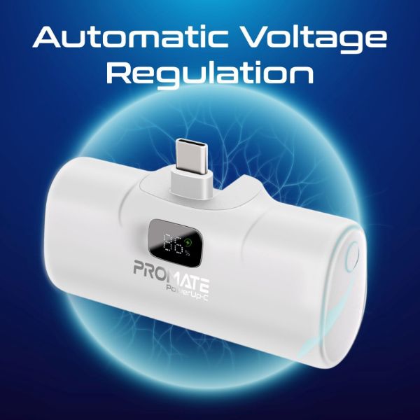 Picture of 5000mAh Ultra Compact 20W Power Bank with Built-in USB-C Foldable Connector. Kick Stand