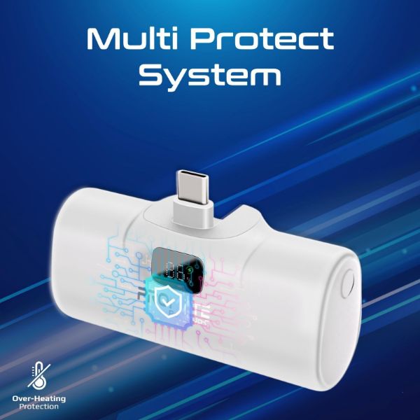 Picture of 5000mAh Ultra Compact 20W Power Bank with Built-in USB-C Foldable Connector. Kick Stand