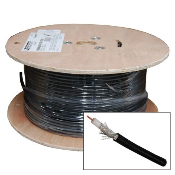Picture of 152m Roll RG6 Shielded Cable Black 75ohm 18AWG solid core. Foil & braid shield.