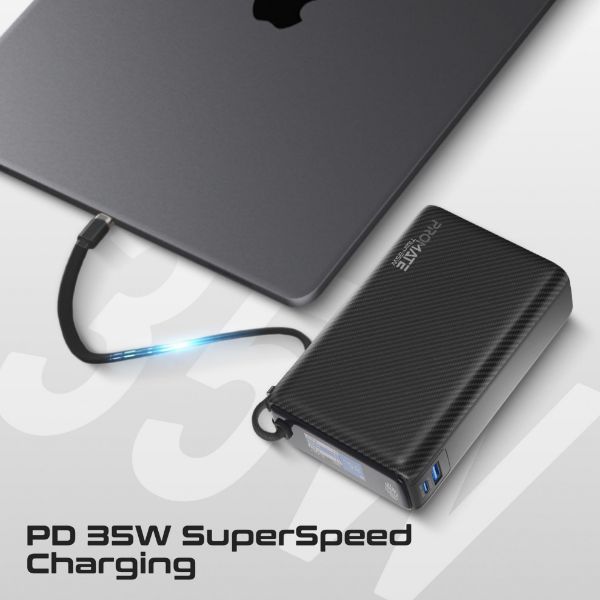 Picture of 20000mAh Ultra Compact 35W SuperSpeed Power Bank with Built-in USB-C Cable