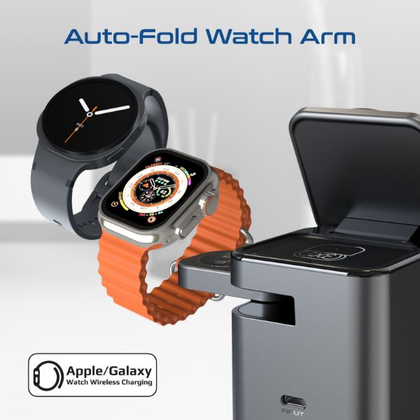 Picture of 3-in-1 Ultra-Compact Auto-Fold 15W MagSafe Compatible Wireless Charging Station