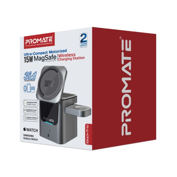 Picture of 3-in-1 Ultra-Compact Auto-Fold 15W MagSafe Compatible Wireless Charging Station