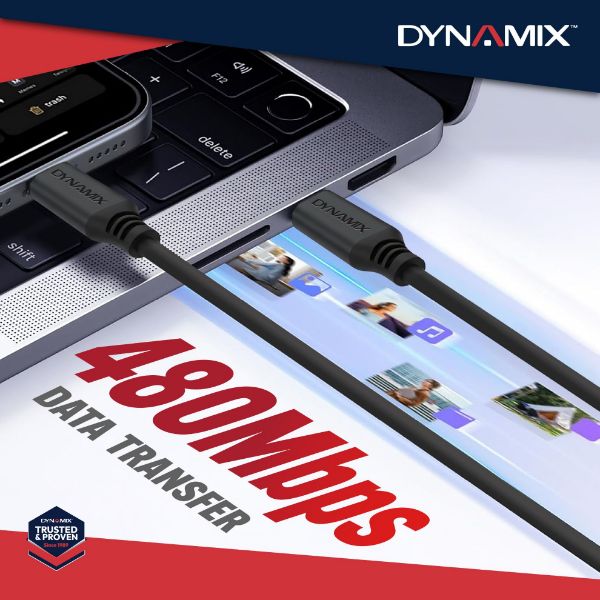 Picture of DYNAMIX 1m USB-C 240W PD Fast Charge Data Cable - USB 2.0 Data Transfer