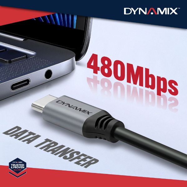 Picture of DYNAMIX 1.5m Premium USB-C 240W PD Fast Charge Data Cable - USB 2.0 Data Transfer