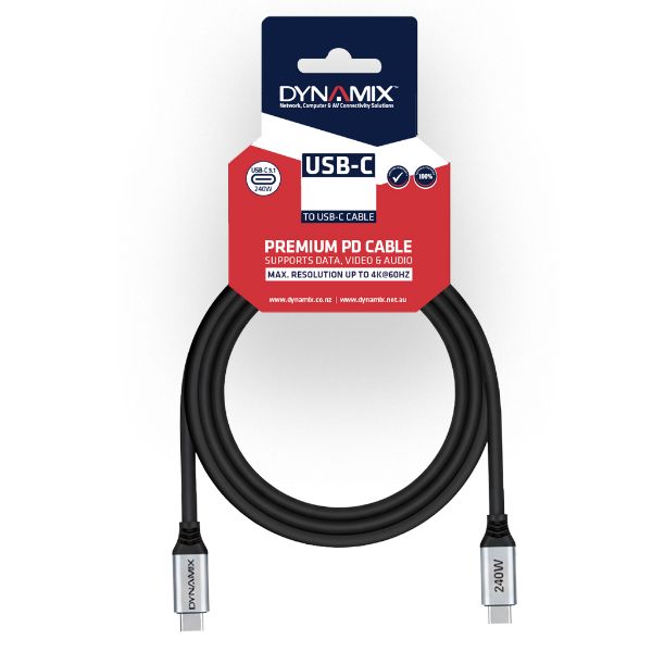 Picture of DYNAMIX 2m Premium USB 3.2 Gen 2 USB-C Cable - 240W PD Full Featured Data and Video